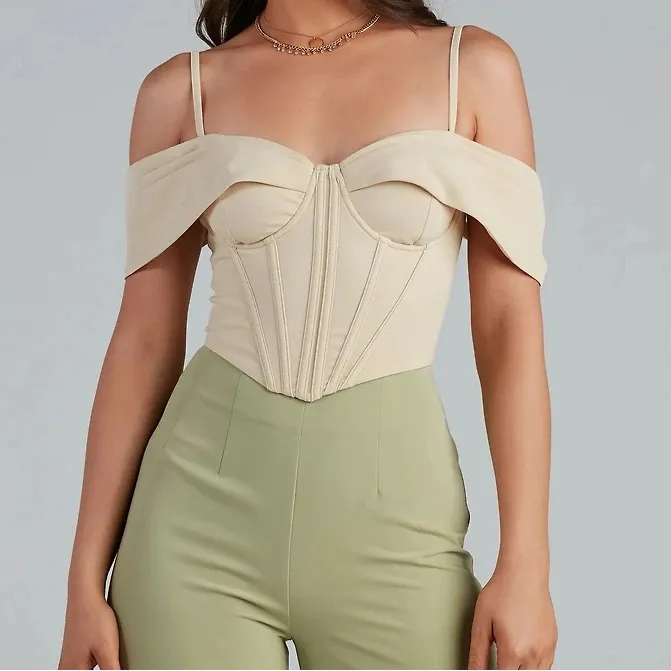Windsor Cream Off-Shoulder Corset Top - Image 2