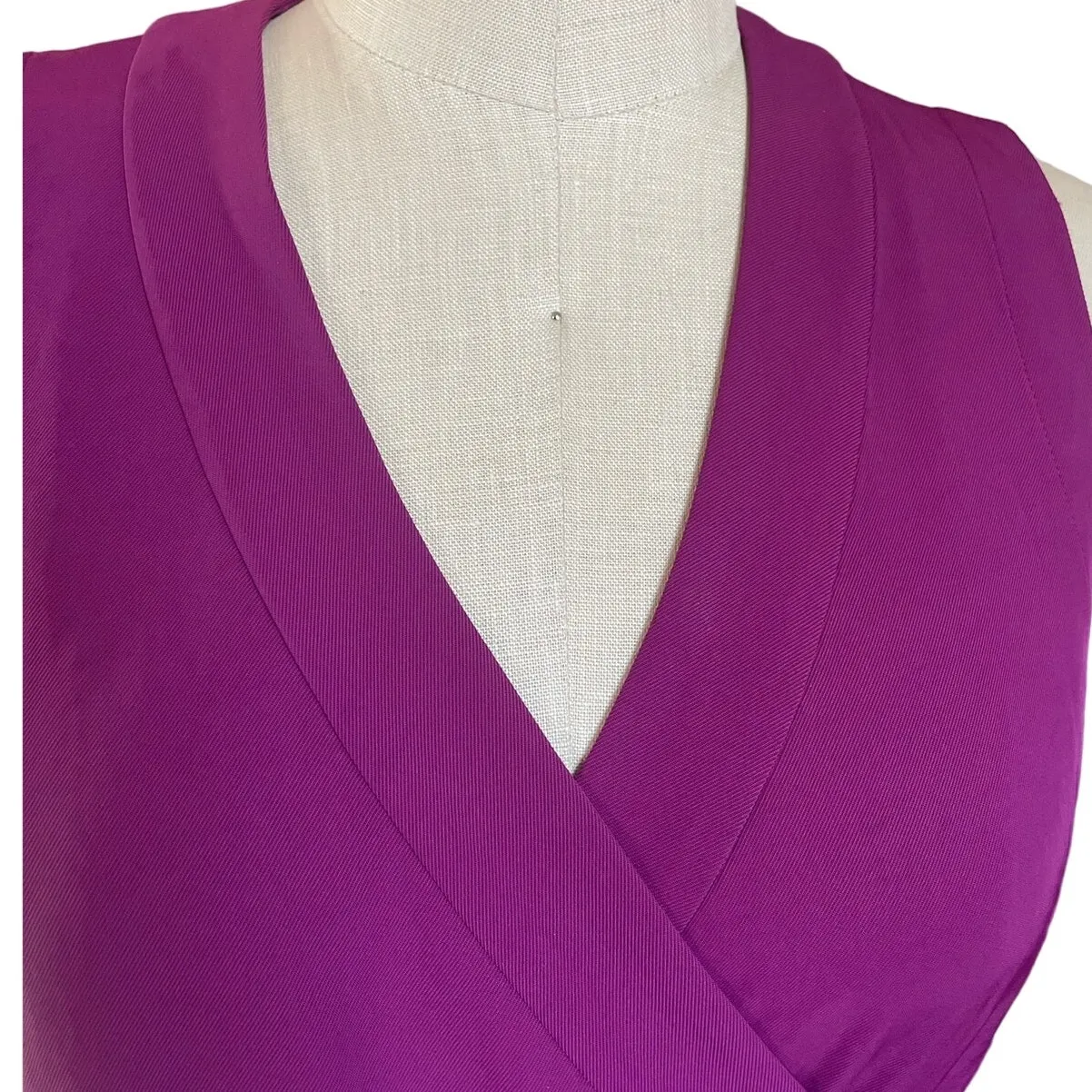 Everlane Japanese GoWeave Sleeveless Wrap in Magenta Purple Midi Dress Size 2 - Image 4