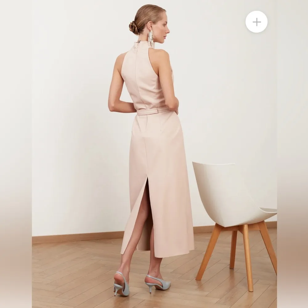 SENSA LIGHT PINK FAUX LEATHER MIDI DRESS Size XS - Image 4