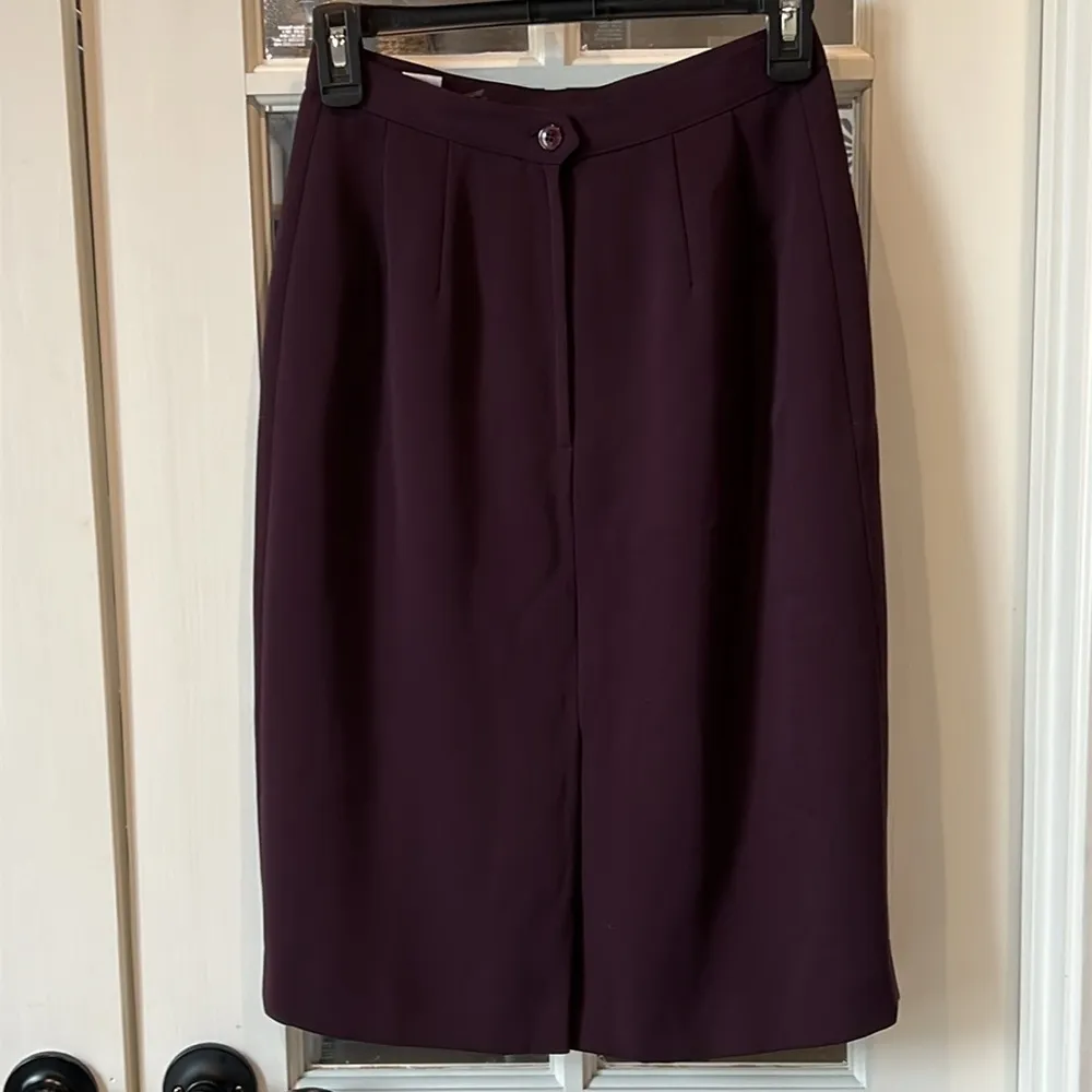 JACQUELINE FERRAR Vintage Dark Purple Midi Skirt Size 4 - Image 2