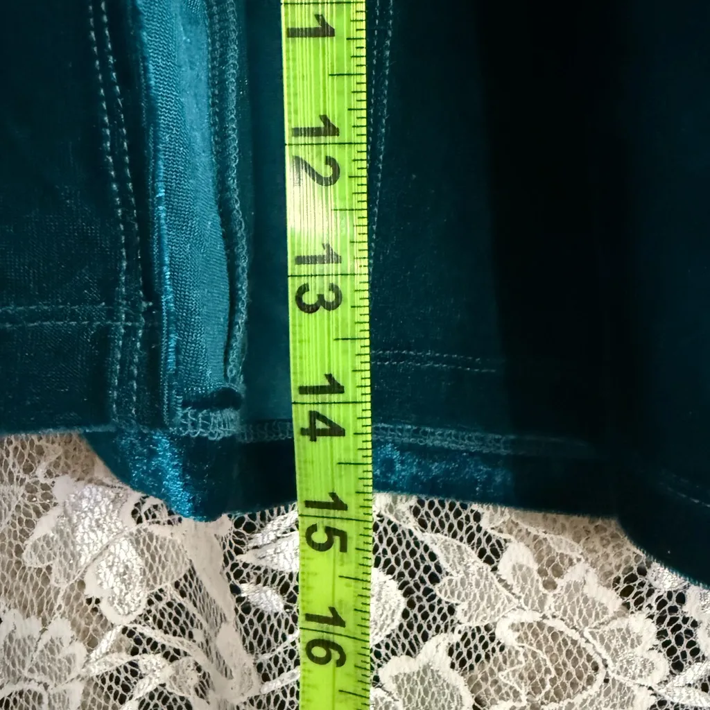 Elegant Teal Velvet bodycon Dress lace cut out see through small NWOT SO SEXY!!! Blue - Image 16
