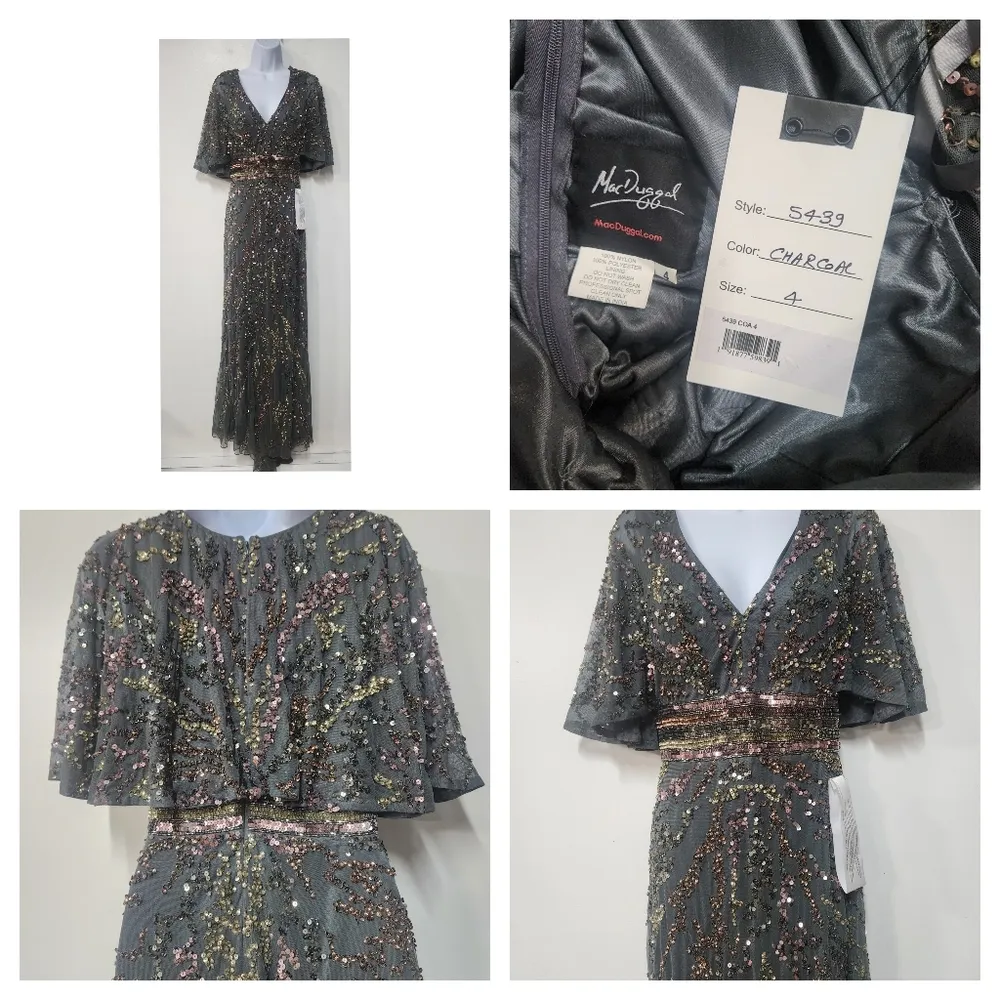 MAC DUGGAL CAPE SLEEVE EMBELLISHED EVENING GOWN Size 4 - Image 7