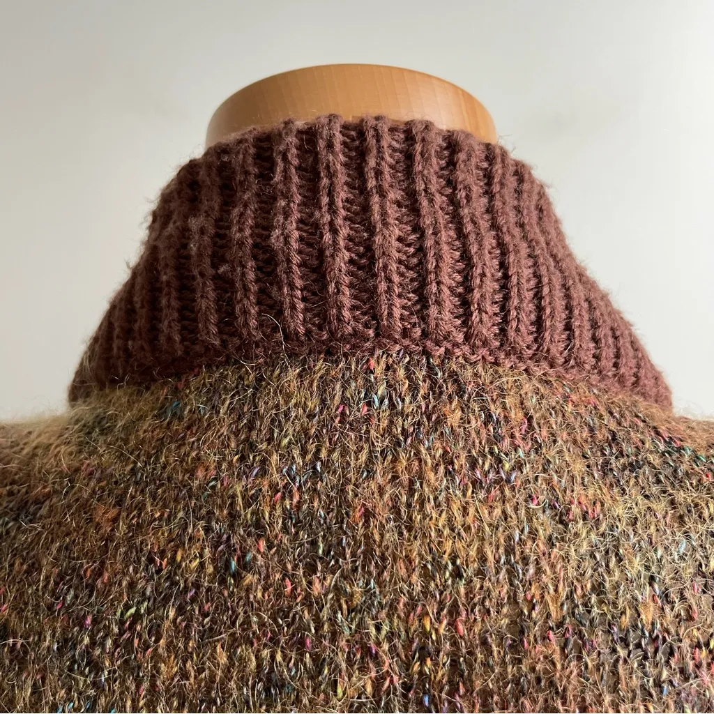 Vintage 70s Premiere Mohair Wool Shacket Sweater Jacket Brown Zip Small Medium - Image 8