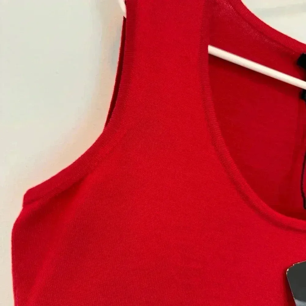 ESCADA Top Womens 40 Red 100% SCHURWOLLE Scoopneck Knit Tank Size undefined - Image 5