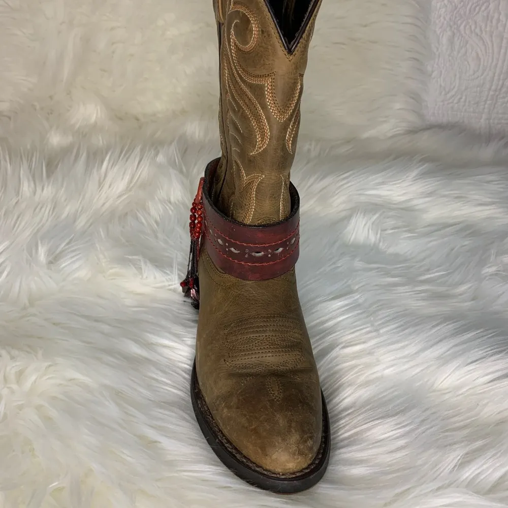 Handmade Removable Women’s Boot Bands/Cuffs Red - Image 5