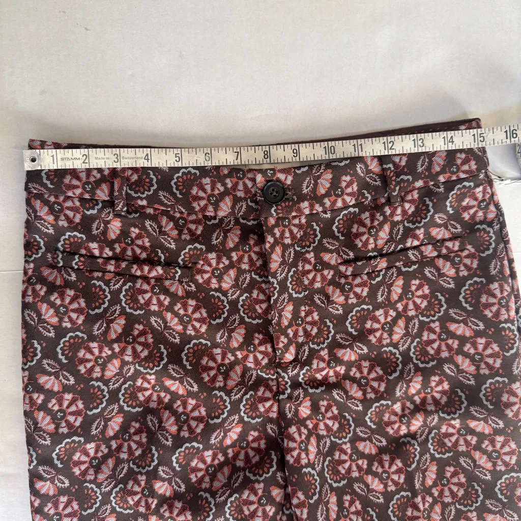 NWT Anthropologie The Essential Slim Straight Trousers  Brown Brocade Print sz 6 - Image 11