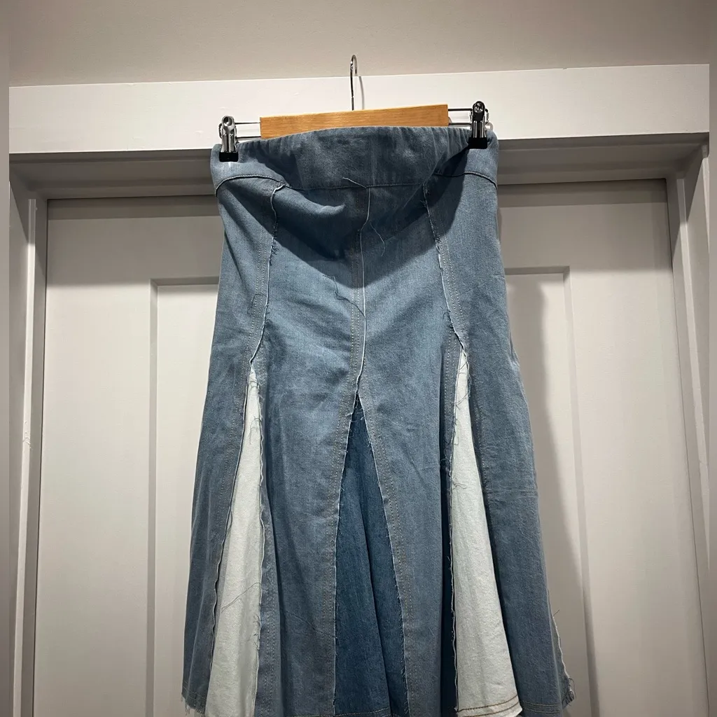 Pilcro Strapless Denim Western Festival Mini Dress Size Large - Image 13