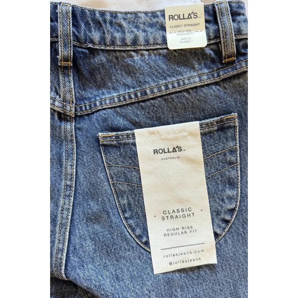 NWT Rolla's Button Fly High Rise Classic Straight Distressed Jeans Size 25 - Image 5