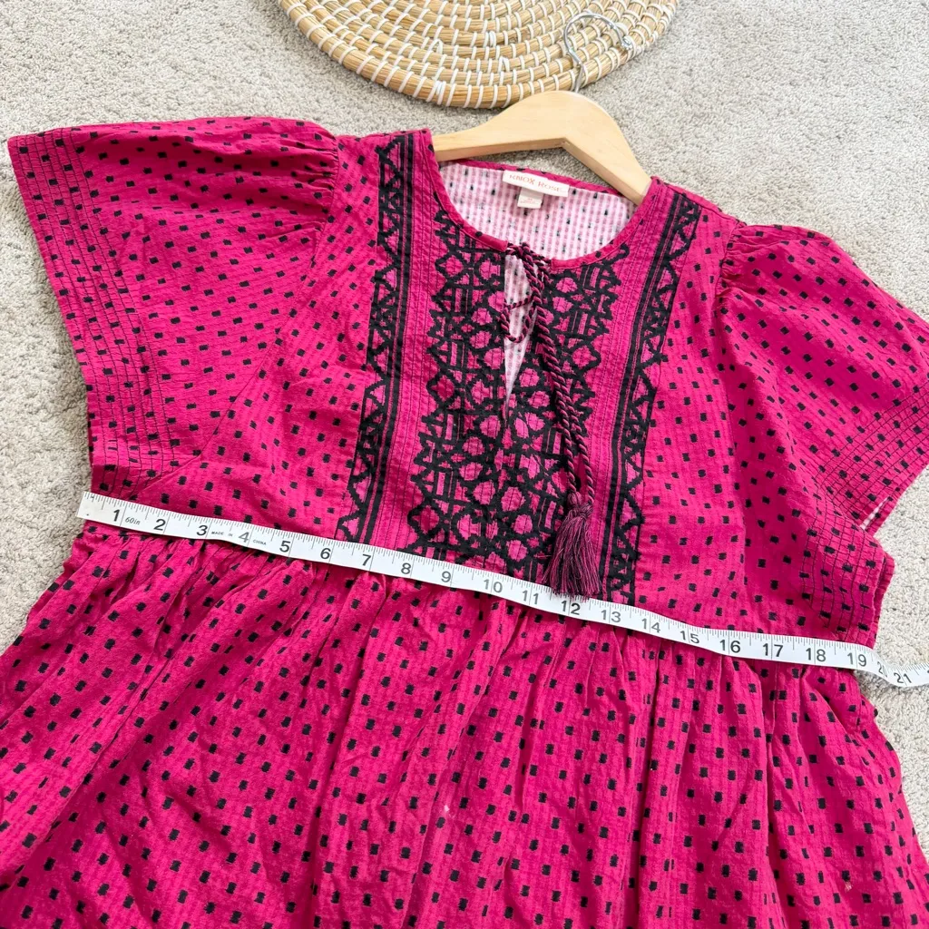 Knox Rose Embroidered Flutter Shortsleeve Top Valentine’s in Polka Dots Pink M - Image 11