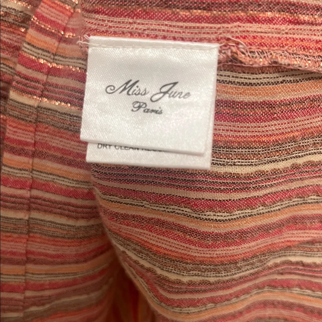 Miss June Norma Top Blouse Boho metallic pink orange size size small / medium - Image 6