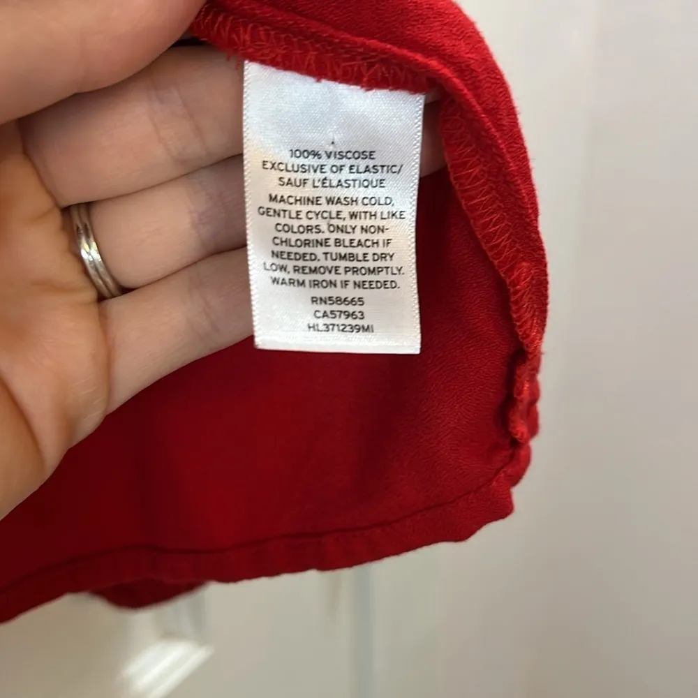 Hinge Red Balloon Sleeve Viscose Blouse Top - Size Medium - Image 9