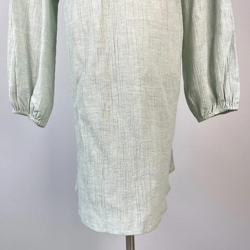 NWOT JOHNNY WAS Calme Tie Neck Long Sleeves Knee Length Dress Green Size S - Image 5