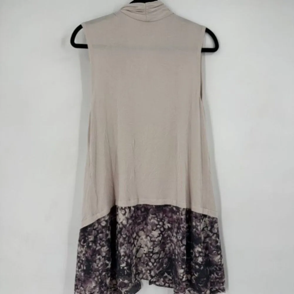 Logo Lori Goldstein Lagenlook sleeveless Cardigan Vest Large Purple Floral - Image 4