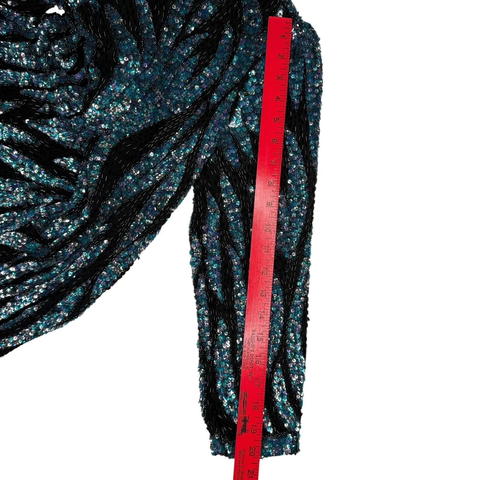 Vintage Oleg Cassini Blouse Small Beaded 100% Silk Formal Long Sleeve Evening - Image 6