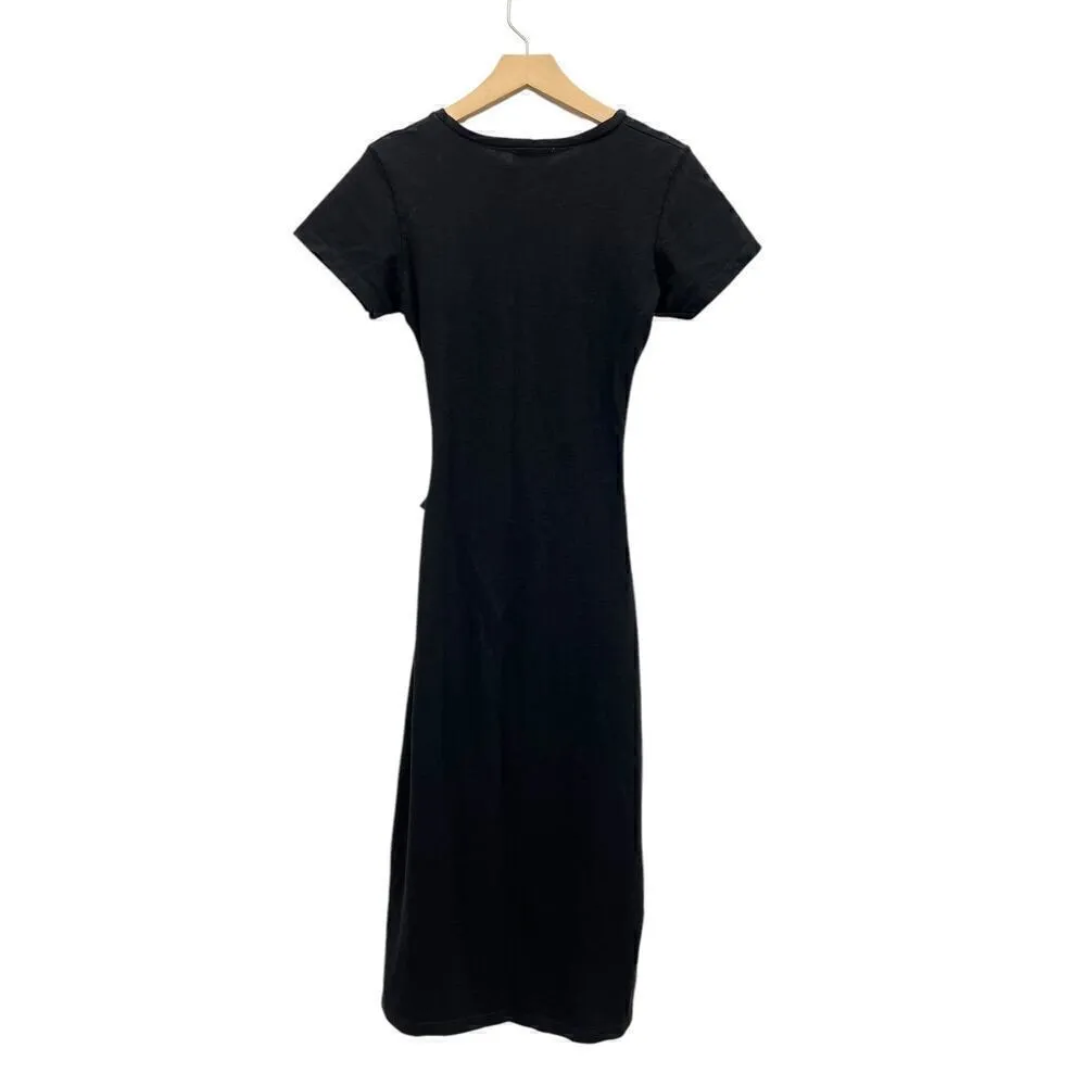 LNA Frankie Fitted T-shirt Dress with Front Twist/cutout in Black size XS NWT - Image 4