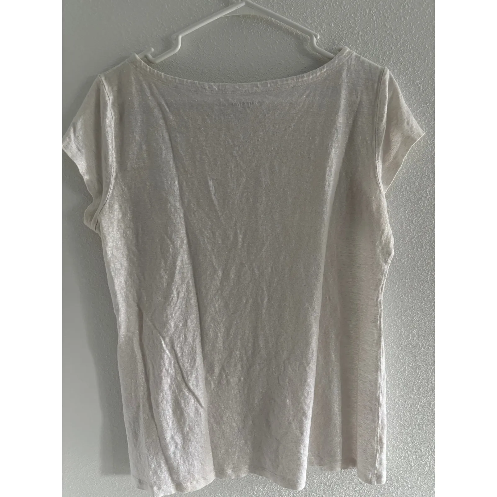 Eileen‎ Fisher Top Womens M White Silver Organic Linen Career Luxury Sustainable - Image 2