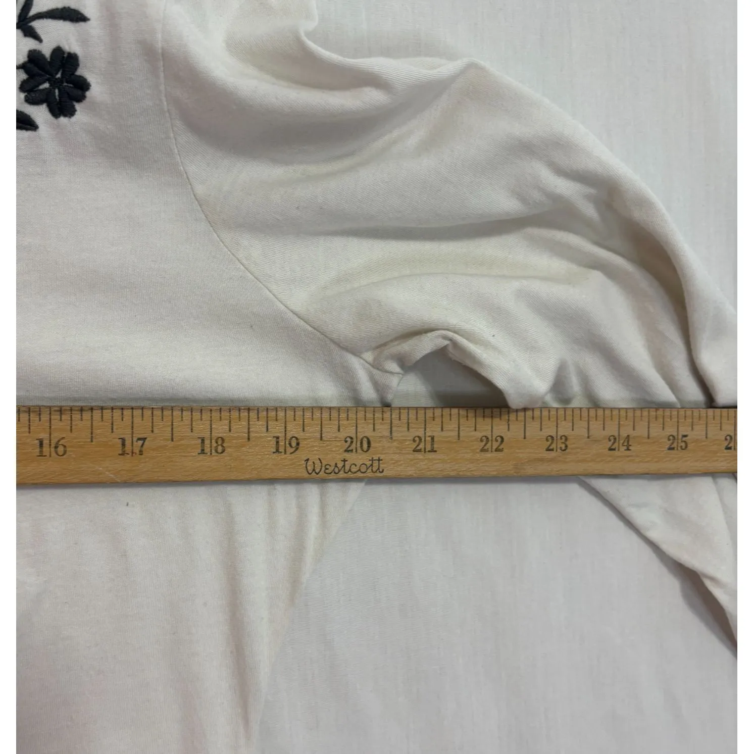 Garnet Hill Ivory Floral Embroidered 3/4 Sleeve Top Sz L Boho Feminine Casual - Image 7