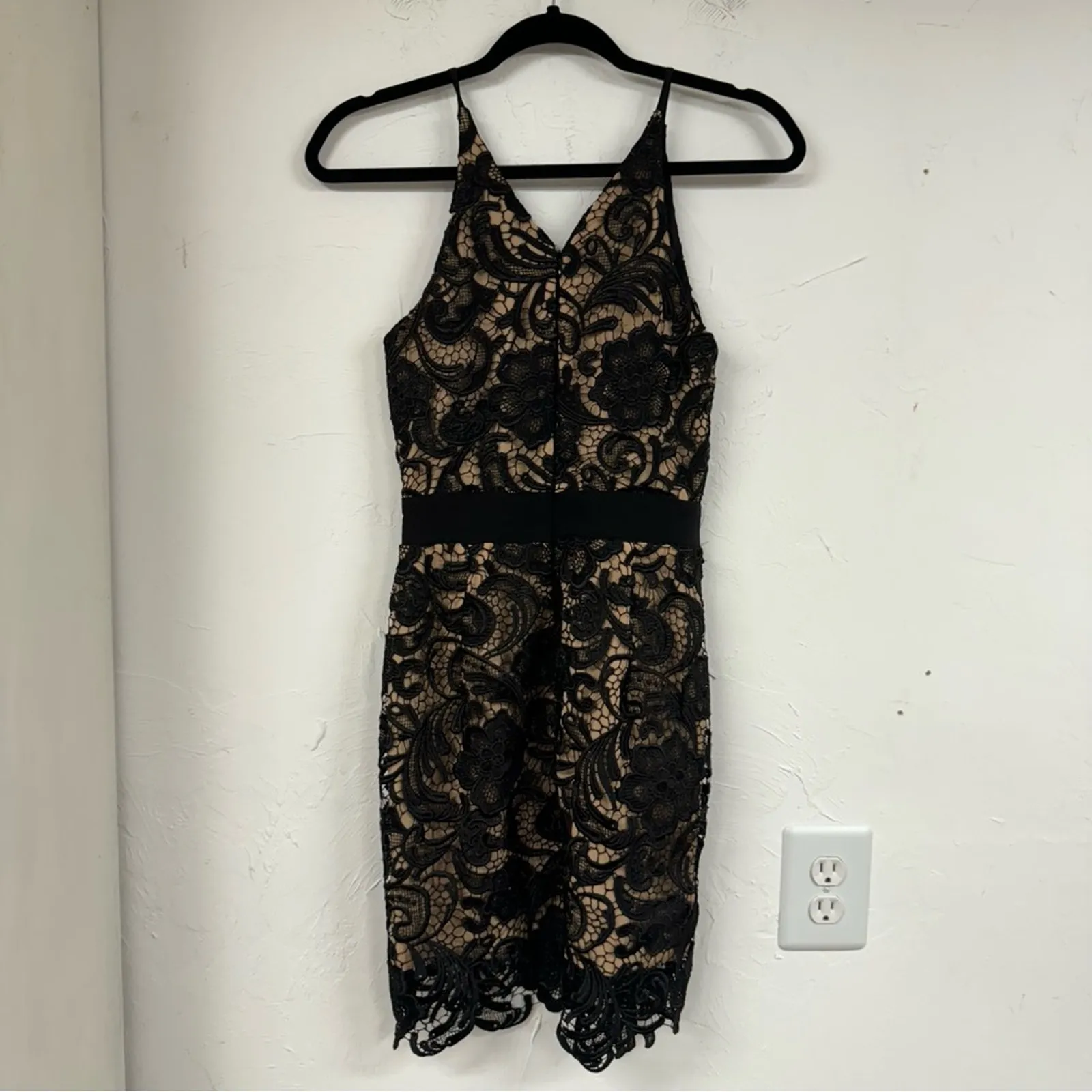 Dress The Population Black Lace Sleeveless Mini Cocktail Dress Womens XS Formal - Image 9