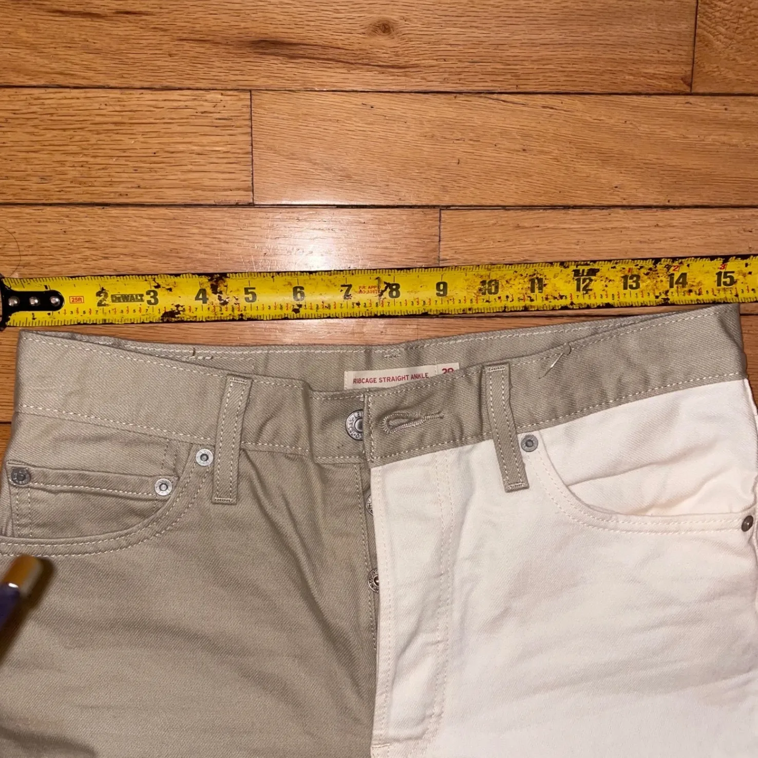 $80 Womens Size 29x27 Levis Ribcage Straight Ankle Two Tone Beige Denim Jeans Tan - Image 2