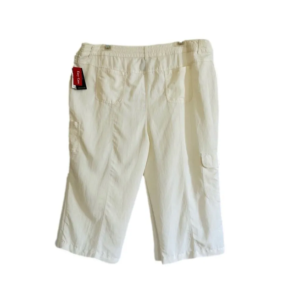 Rafaella Studio Capri Pants Cream Lightweight Pockets Cargo Plus Size 22W NEW - Image 6