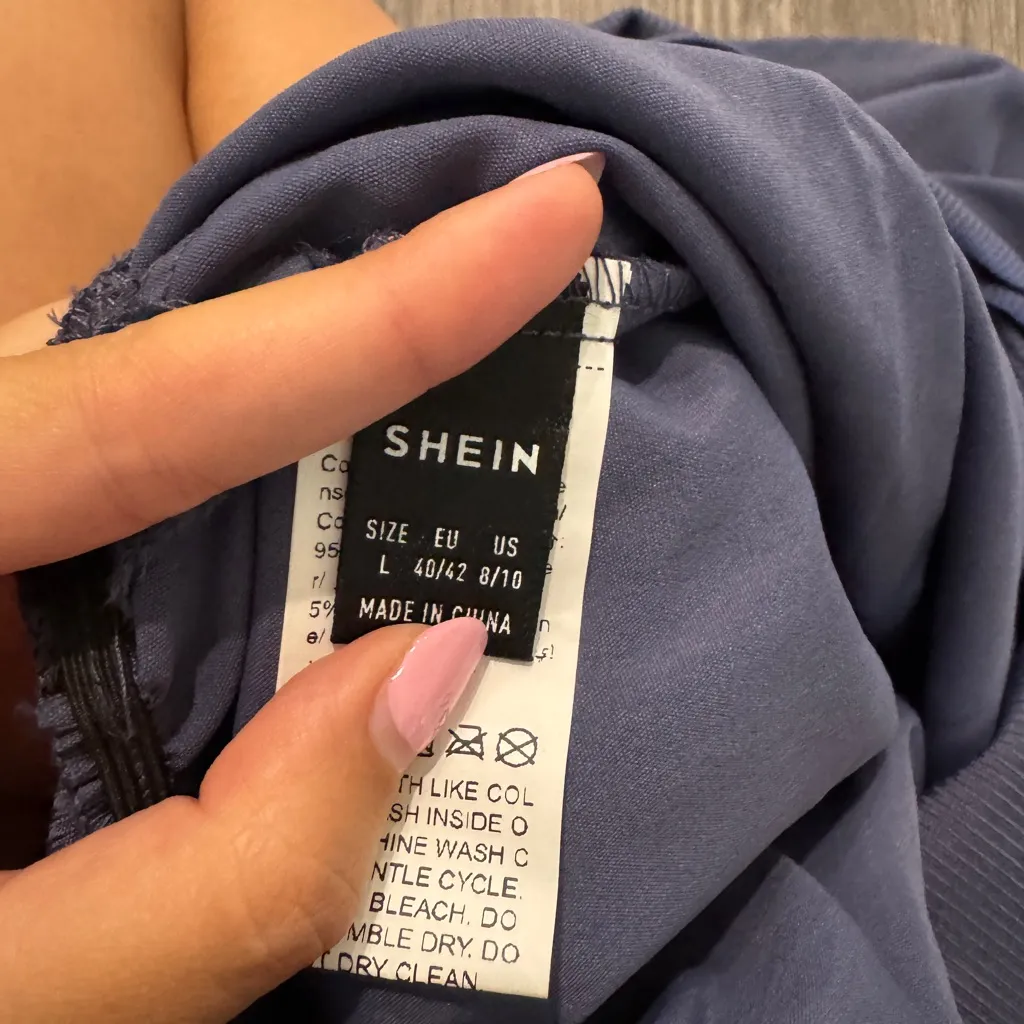 SheIn Dusty Blue Strapless Romper - Image 6