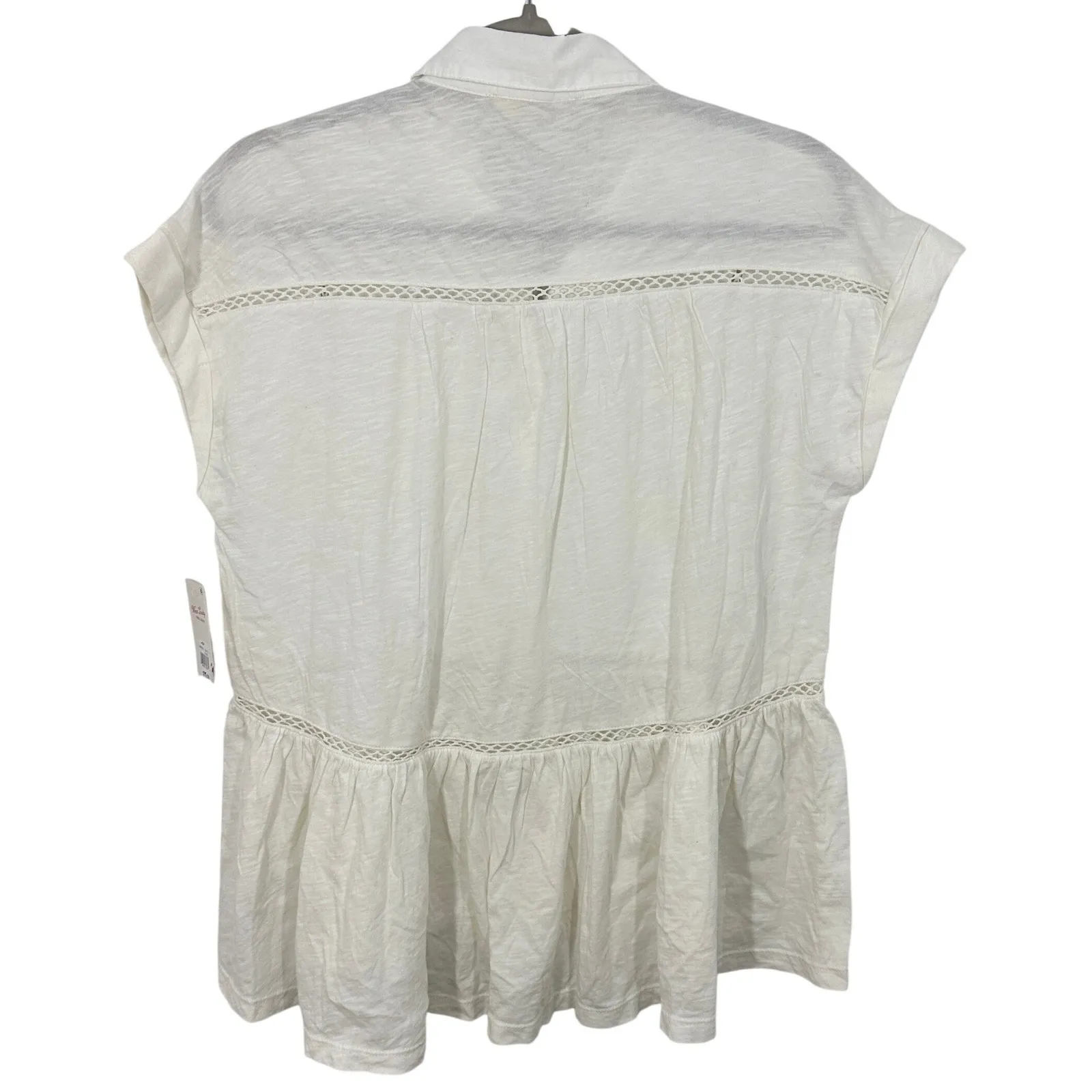 Lucky Brand White Eyelet Peplum Babydoll Button Up Shirt Top Boho Cotton NWT - Image 5