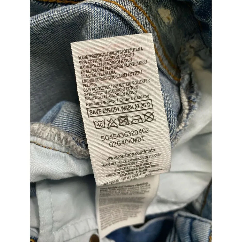 TopShop Moto Fringe Capri Jeans W26 Medium Wash Crop Denim Boho Bohemian Frayed - Image 5