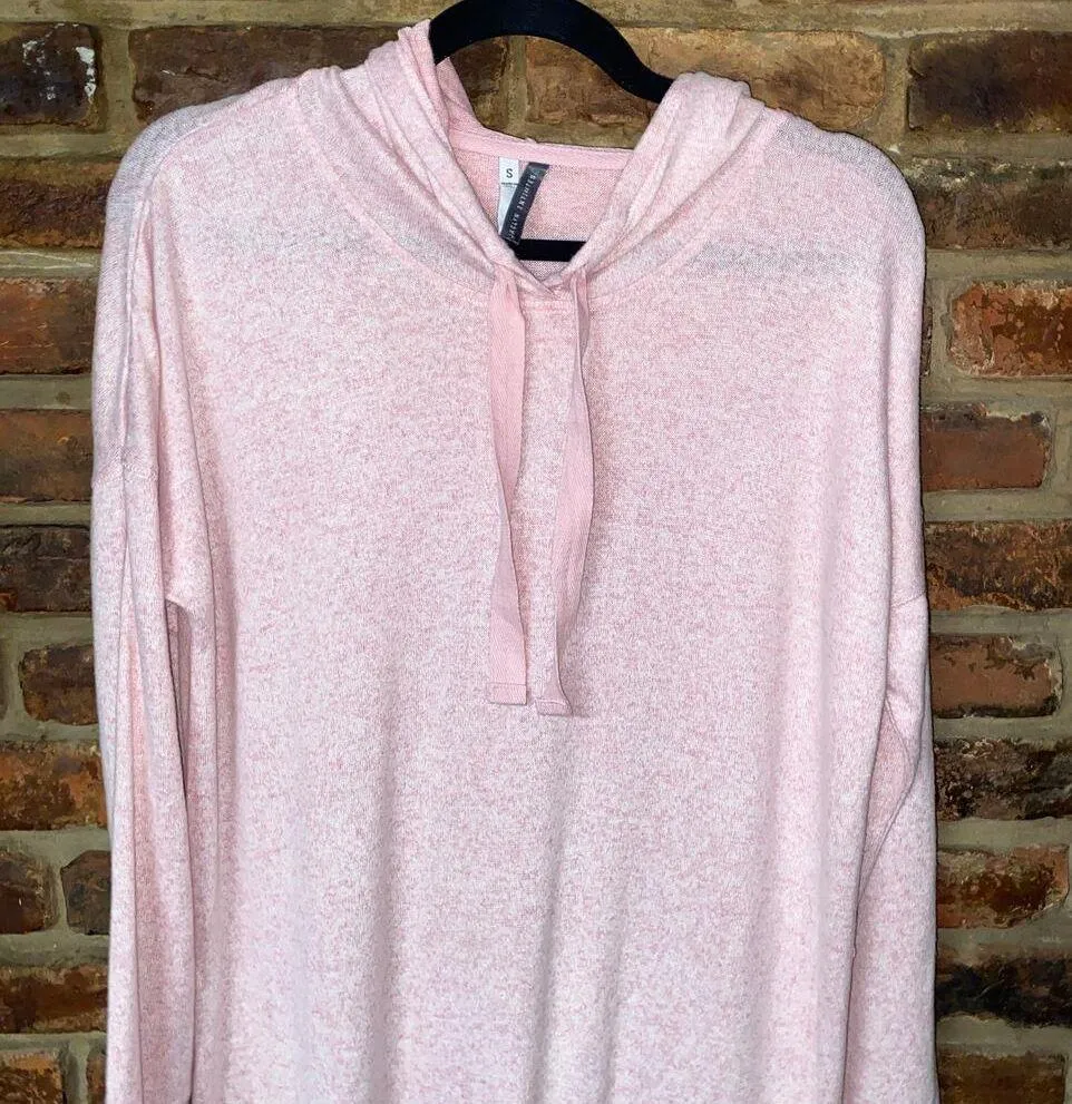 Jaclyn Intimates Pink Burnout Soft Knit Oversized Lounge Hoodie Women's Small - Image 2
