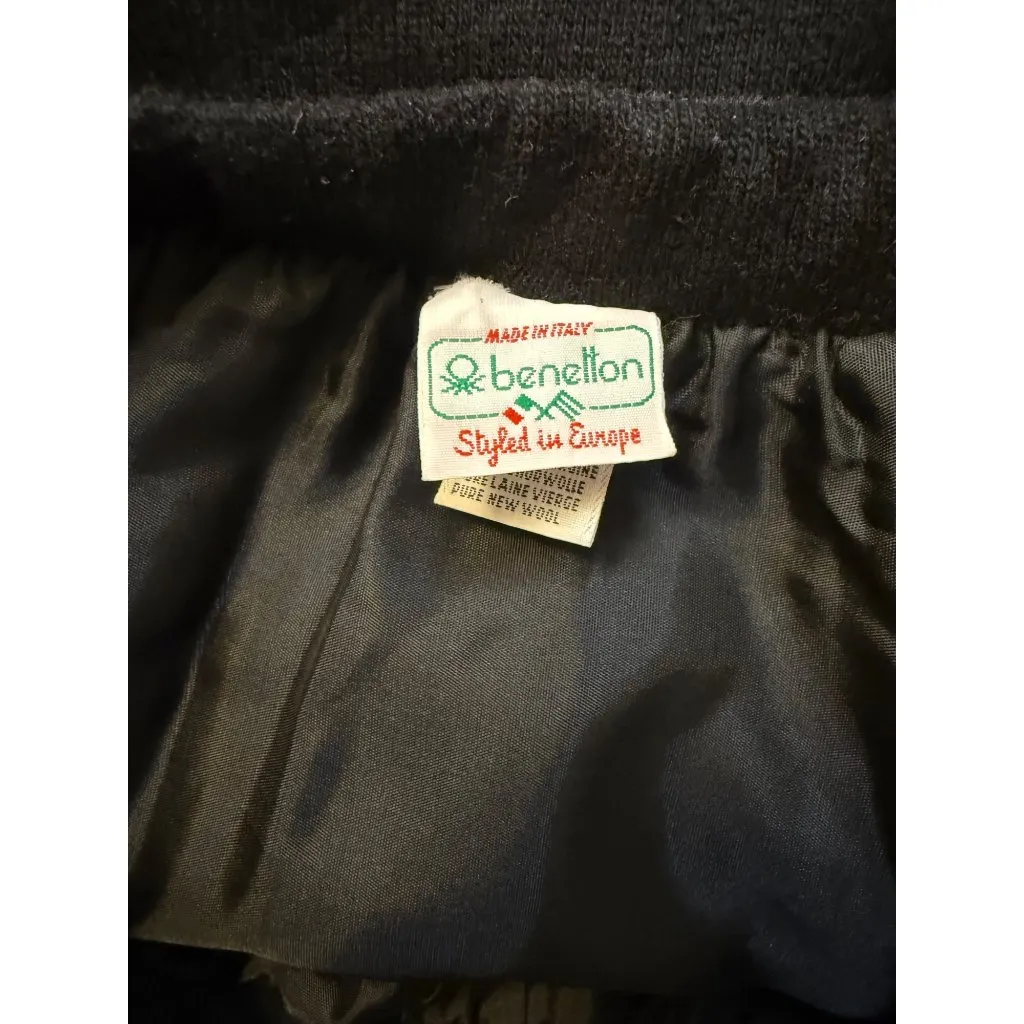 Benetton Black Wool Pencil Skirt Made In Italy Pure New Wool Size M Vintage Size M - Image 3