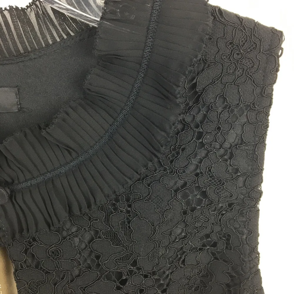 J Crew Black Lace Ruffle Neck Sleeveless Top NEW M - Image 4
