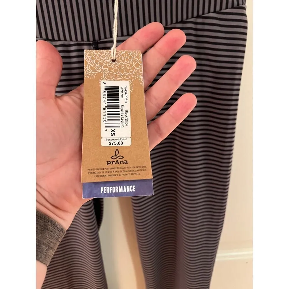 Prana Black Stripe Sapphire Legging NWT Sz. XS - Image 6