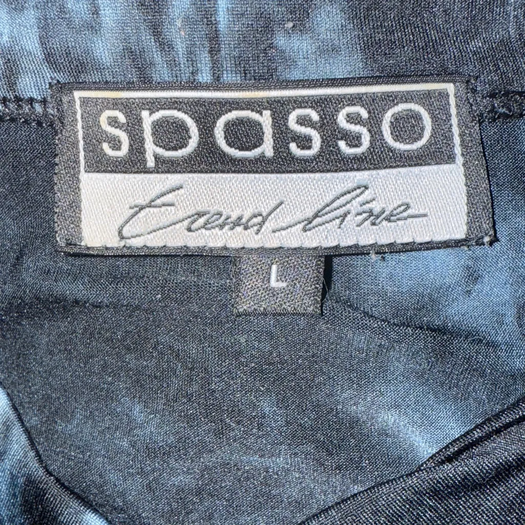 Spasso Women’s Sz Large Blue / Black Marbled Top Long Sleeve Stretch - Image 3