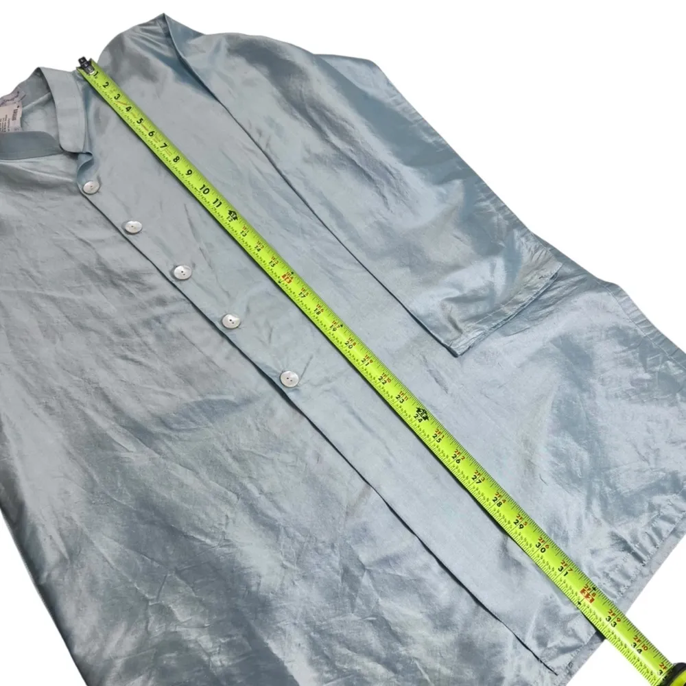 Fourth Daughter Silk Nehru Button Down Shirt Jacket Blue Size 40 - Image 8