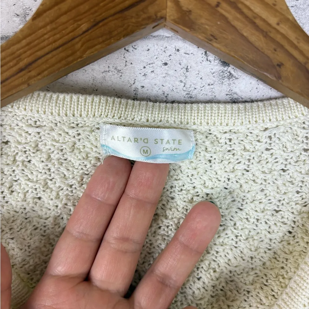 Altar’d State Swim Ivory White Crochet Side Lace Up Maxi Cover Up Dress - Image 3