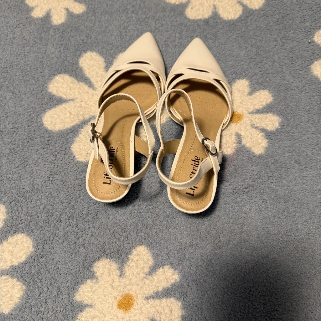 Life Stride White Strappy Heels - Image 4