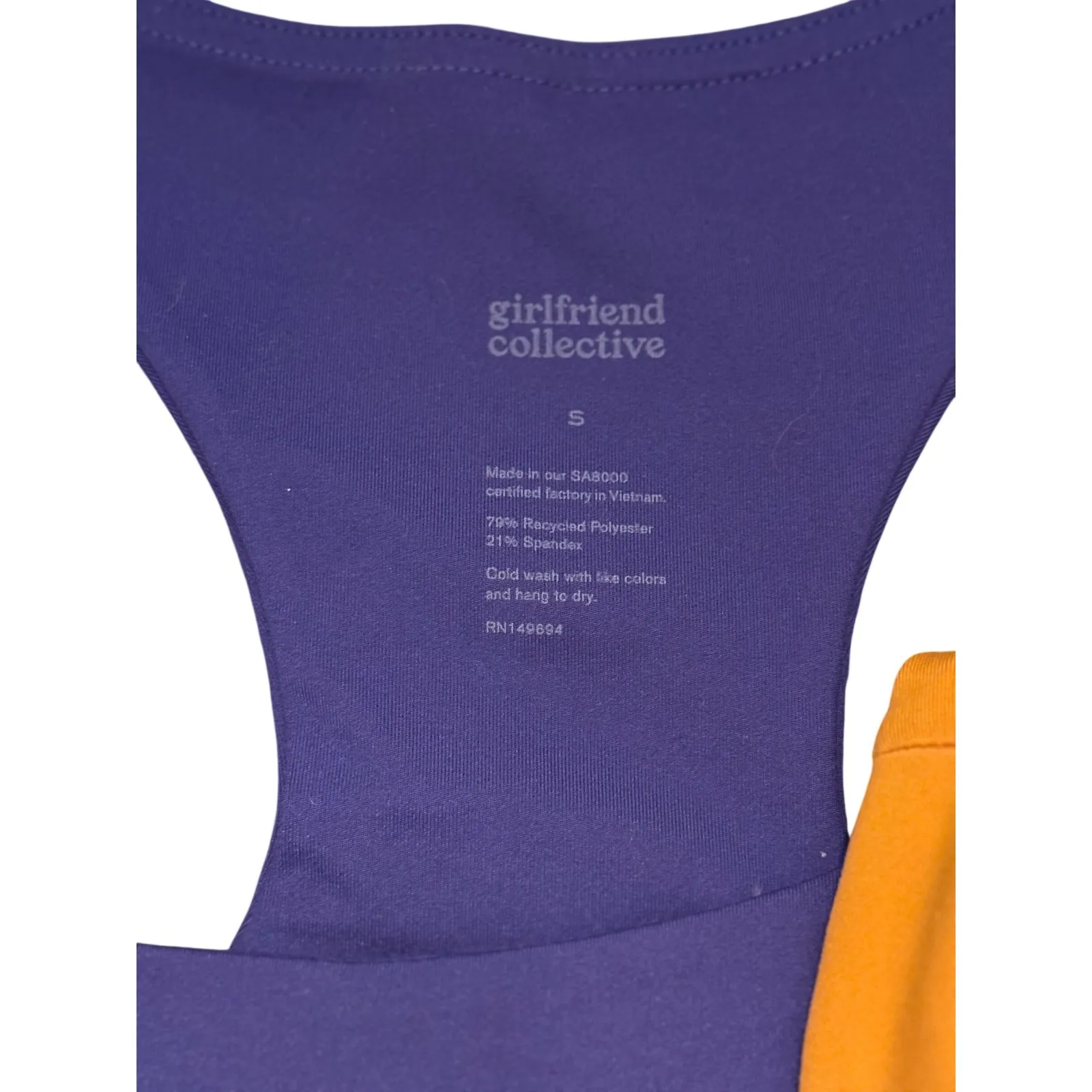 Girlfriend Collective Paloma Small Sports Bra Crop Lot Purple Orange Racerback - Image 3