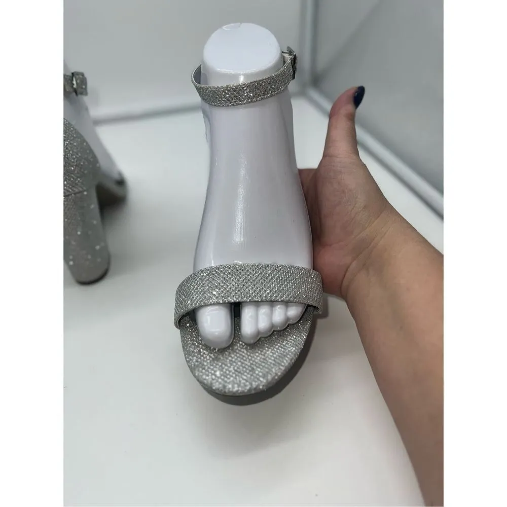 Worthington‎ Strappy Silver Sparkly High Heel Sandals 7.5 WIDE - Image 9