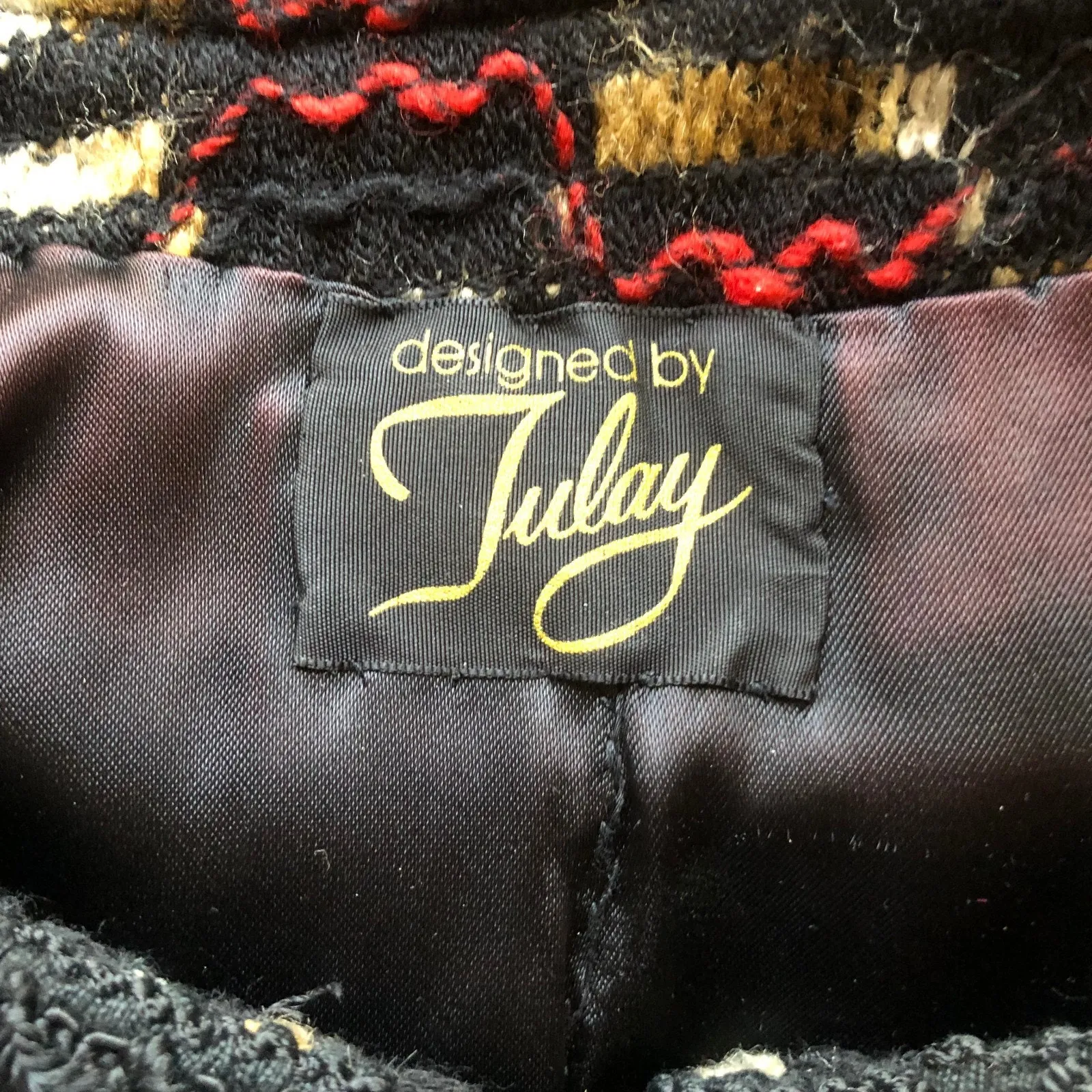 Vintage Tulay Knit Cardigan Coat Jacket Black Red Gold Button Front Long Sweater Size undefined - Image 6