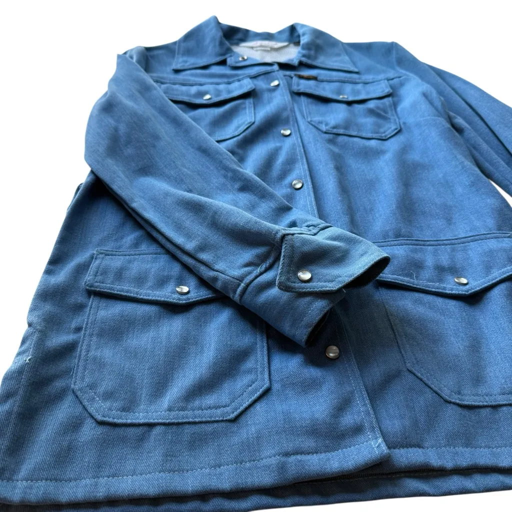 Vintage Slatzi Craft Screen Door Threads Jacket Blue Size 8 Belt White Mesh Snap - Image 6