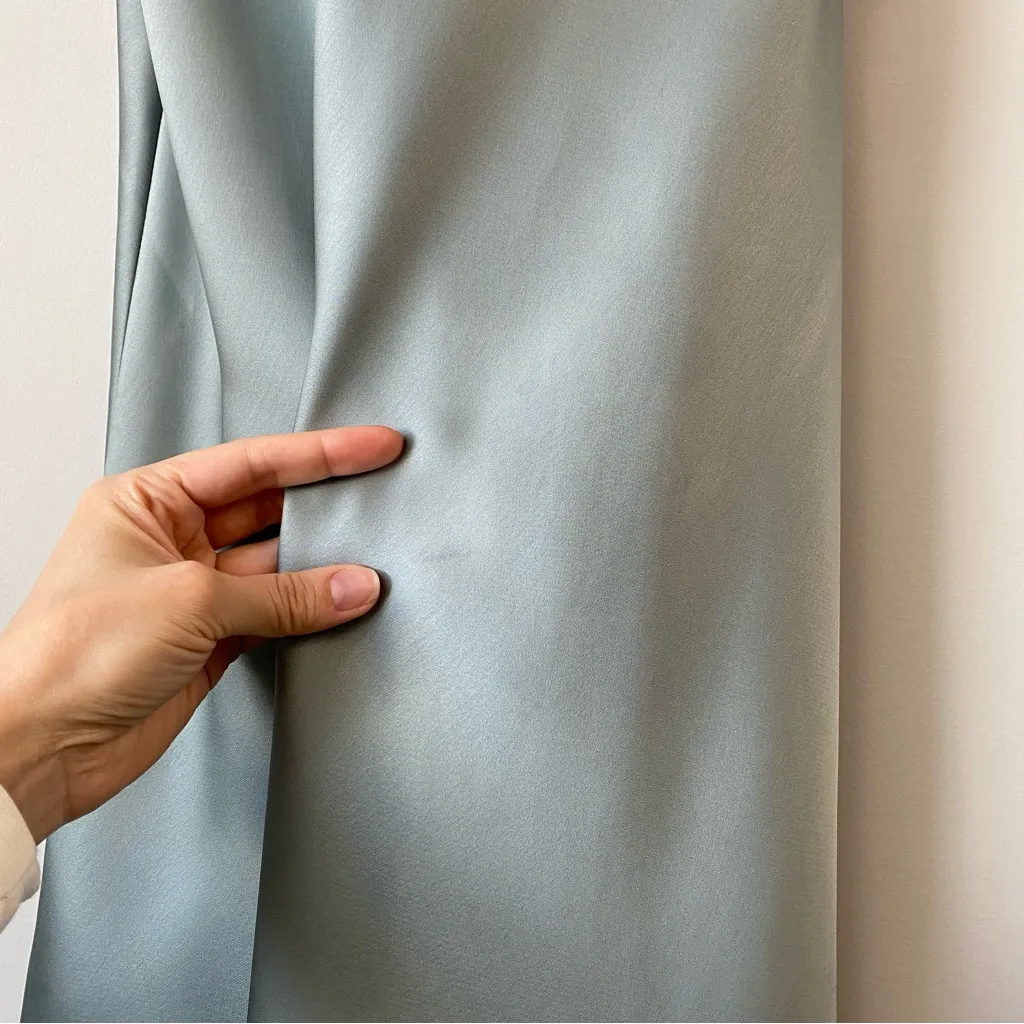 Amsale The Slouch One Shoulder Satin‎ Midi Dress Jade Green 4 - Image 8