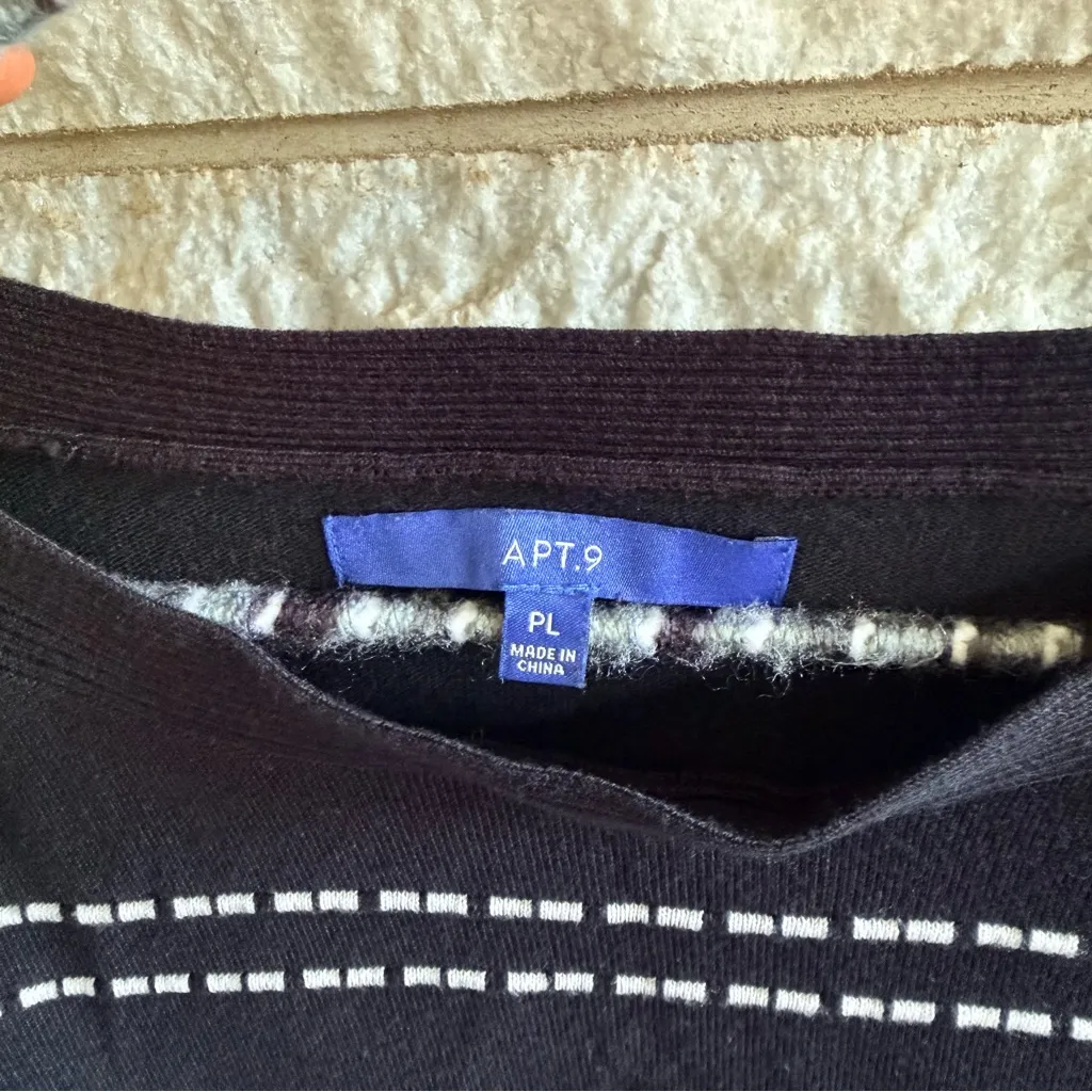 Apt 9 Boat Neck Black And White Striped Short Sleeve Sweater Top Petite Large - Image 3