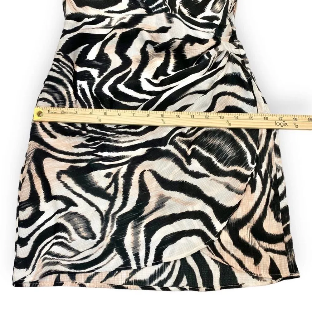 Anthropologie Zebra Print Mini Dress Faux Wrap Long Sleeves 2 - Image 14