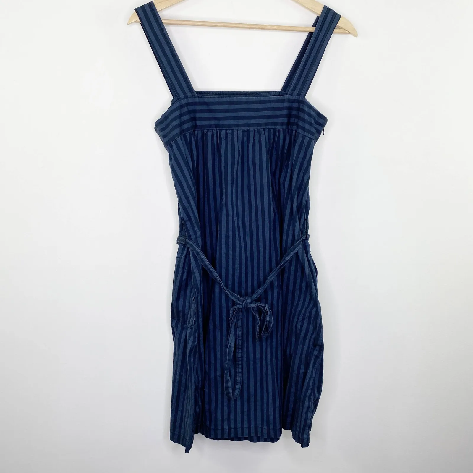 Ellie Olson Navy Blue Striped Square Neck Sleeveless Dress Women's Size Medium M - Image 2