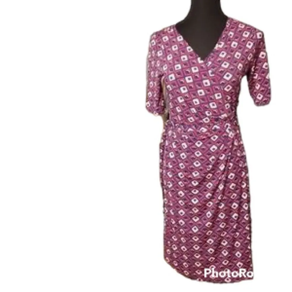 ✨5xHP✨Motherhood Maternity Waist Tie Surplice Wrap Dress Geometric Print✨ - Image 6