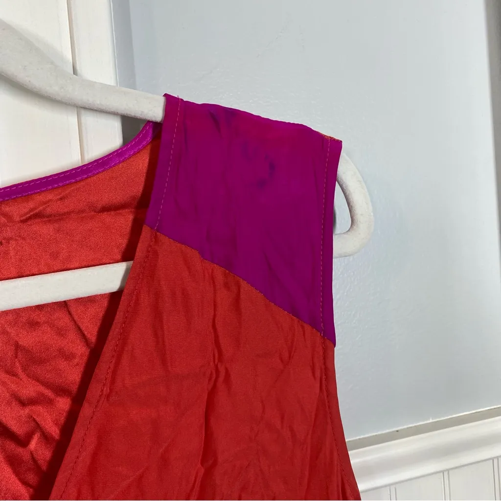 Amur Lotta Maxi Dress Colorblock Drawstring Ruched Silk V - Image 5