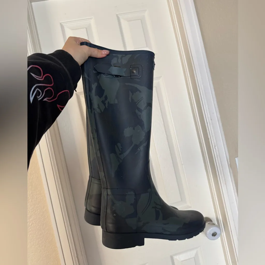 Hunter Disney Mary Poppins Tall Wellington Boots Sz 9 40 EU Camo Blue - Image 7