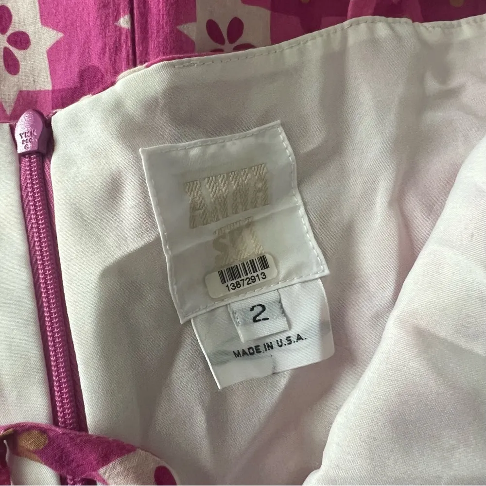 $518 Anna Sui Utopian Gingham Cotton Slip Dress in Neon Pink, Size 2 - Image 12