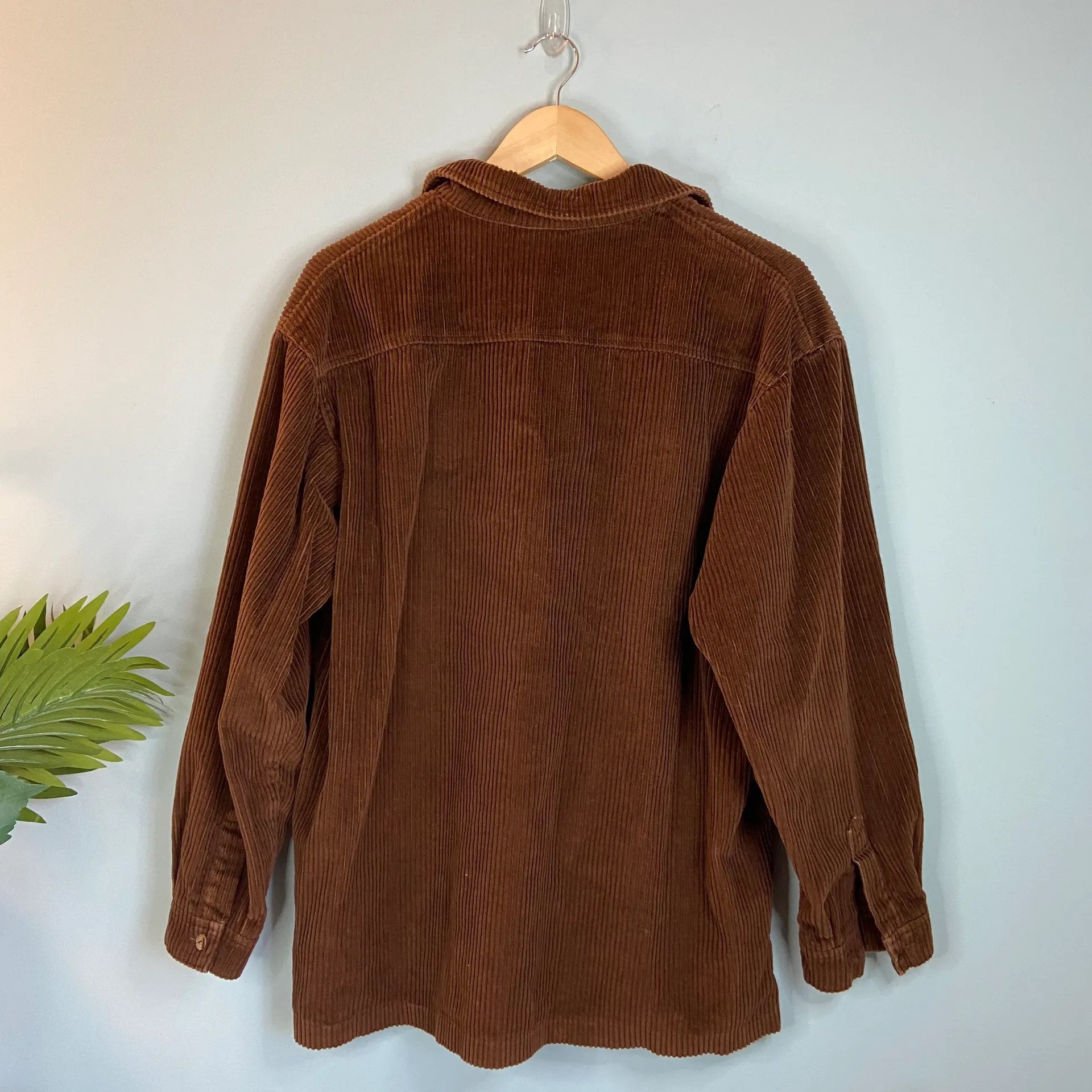 Harve Benard Brown Corduroy Button Up Shacket Top - Image 2