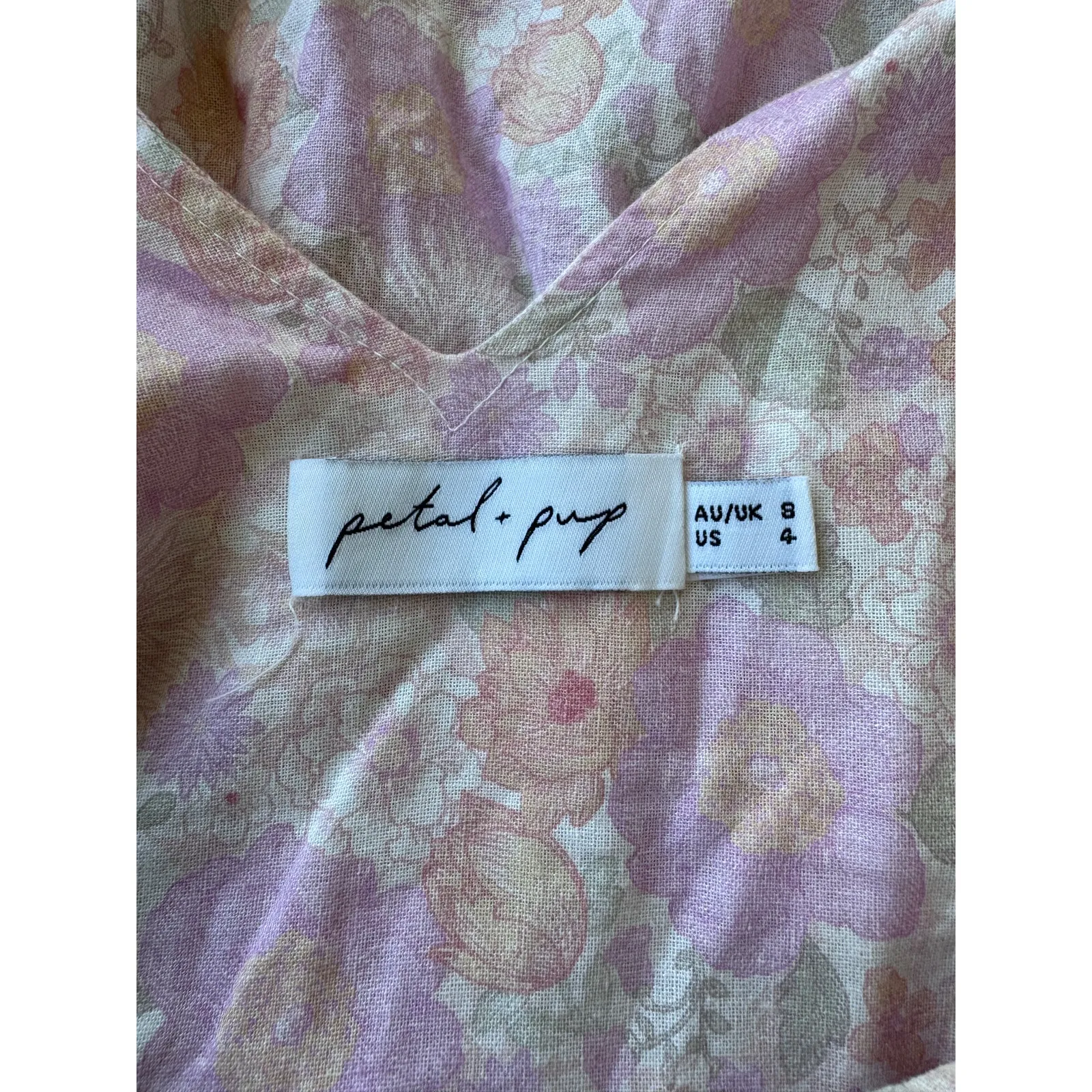 Petal + Pup Pink Floral Midi Dress ruffle Cottagecore Sundress Pockets S/4 - Image 7