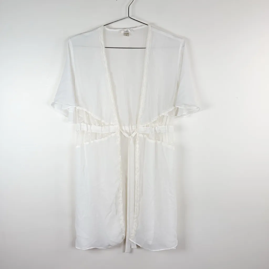 Flora Nikrooz White Sheer Lace Trim Robe - Image 2